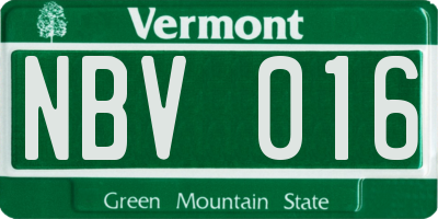 VT license plate NBV016
