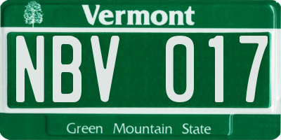 VT license plate NBV017