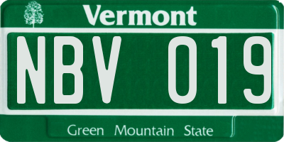 VT license plate NBV019