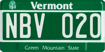 VT license plate NBV020