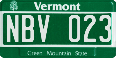 VT license plate NBV023