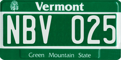 VT license plate NBV025