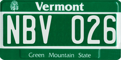 VT license plate NBV026