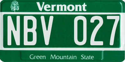 VT license plate NBV027