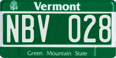 VT license plate NBV028