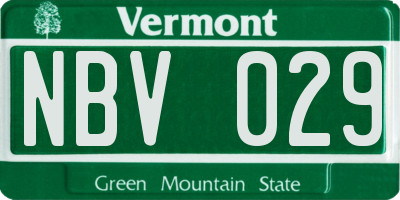 VT license plate NBV029