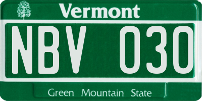 VT license plate NBV030