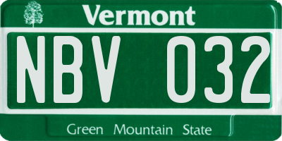 VT license plate NBV032
