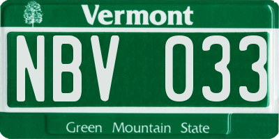 VT license plate NBV033