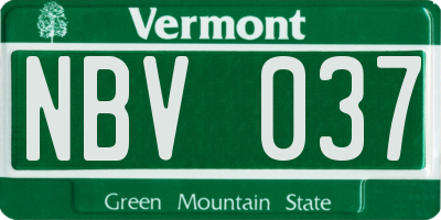 VT license plate NBV037