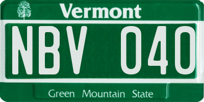 VT license plate NBV040