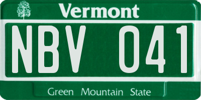 VT license plate NBV041