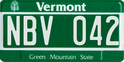VT license plate NBV042