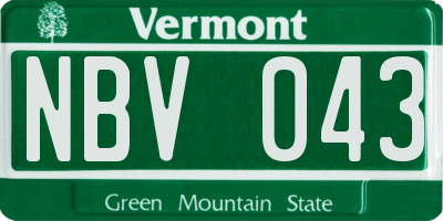 VT license plate NBV043