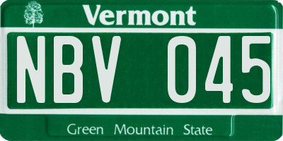 VT license plate NBV045