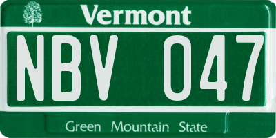 VT license plate NBV047