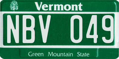 VT license plate NBV049