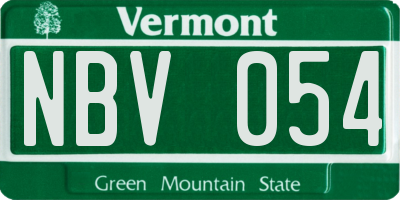 VT license plate NBV054