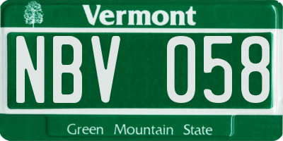 VT license plate NBV058