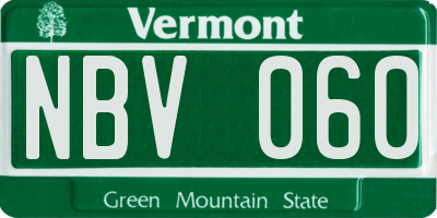 VT license plate NBV060
