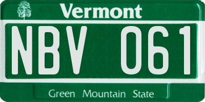 VT license plate NBV061