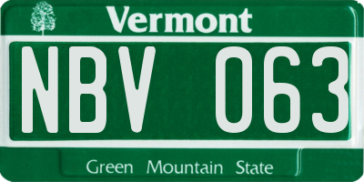 VT license plate NBV063