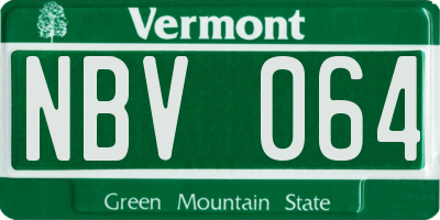 VT license plate NBV064