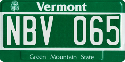 VT license plate NBV065
