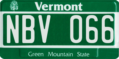 VT license plate NBV066