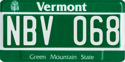 VT license plate NBV068