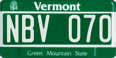 VT license plate NBV070
