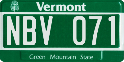 VT license plate NBV071