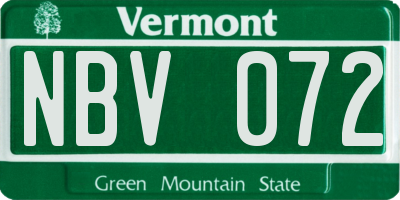 VT license plate NBV072