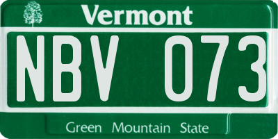 VT license plate NBV073