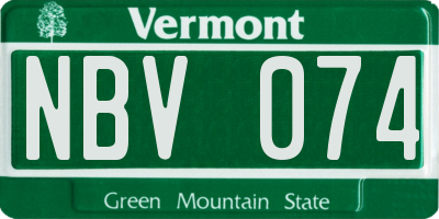 VT license plate NBV074