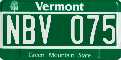 VT license plate NBV075