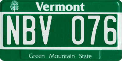 VT license plate NBV076