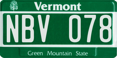 VT license plate NBV078