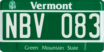 VT license plate NBV083