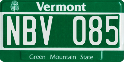 VT license plate NBV085