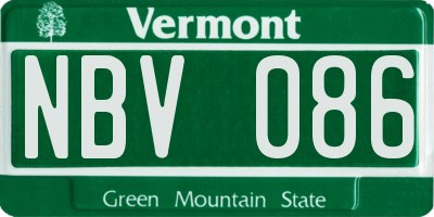 VT license plate NBV086