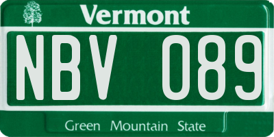 VT license plate NBV089