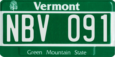VT license plate NBV091