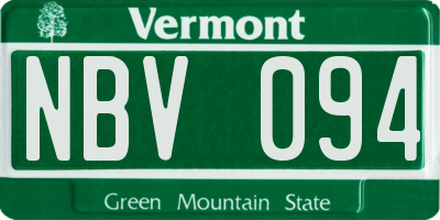VT license plate NBV094