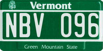 VT license plate NBV096