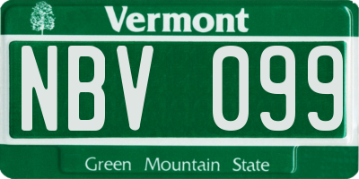 VT license plate NBV099