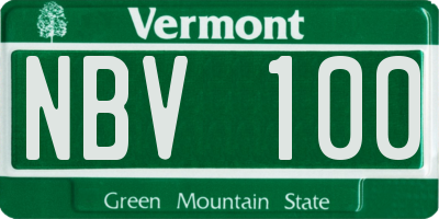 VT license plate NBV100