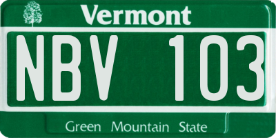 VT license plate NBV103