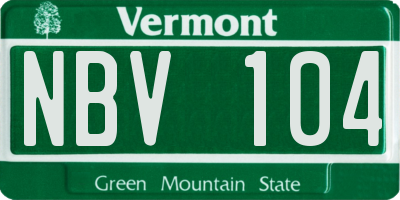VT license plate NBV104