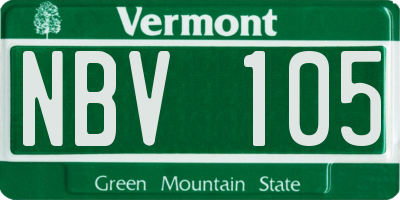 VT license plate NBV105